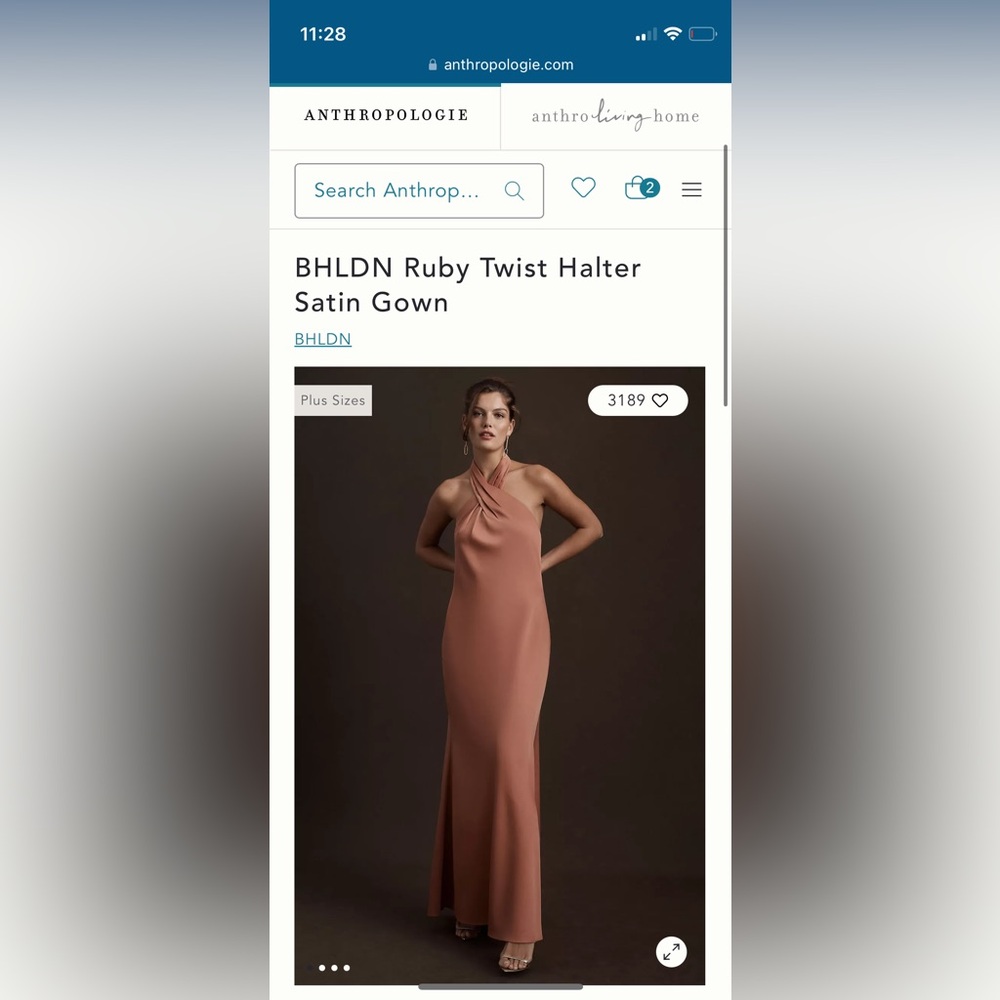 BHLDN Ruby Twist Halter Satin Gown